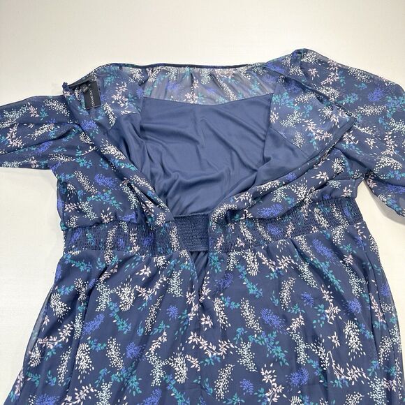 Lane Bryant Floral Midi Dress Smocked Waist Chiffon Size 28 Blue, Pink - Picture 10 of 11